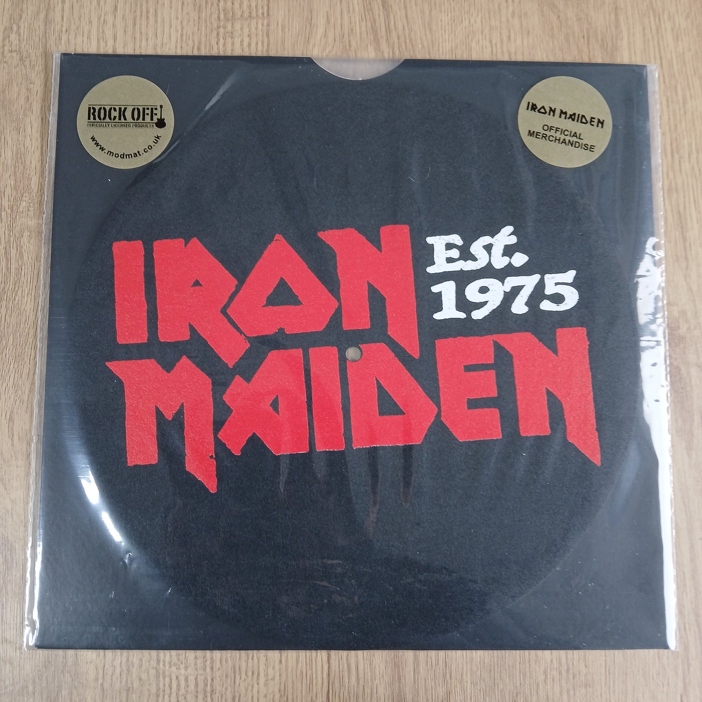 Package shot of Irom Maiden est 1975 official slipmat