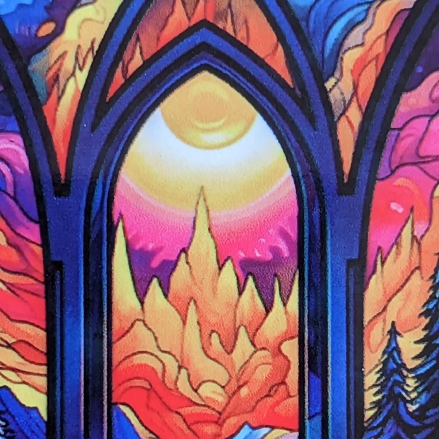 Magical Lands Coaster – Stained Glass Gateway (Circular Design)