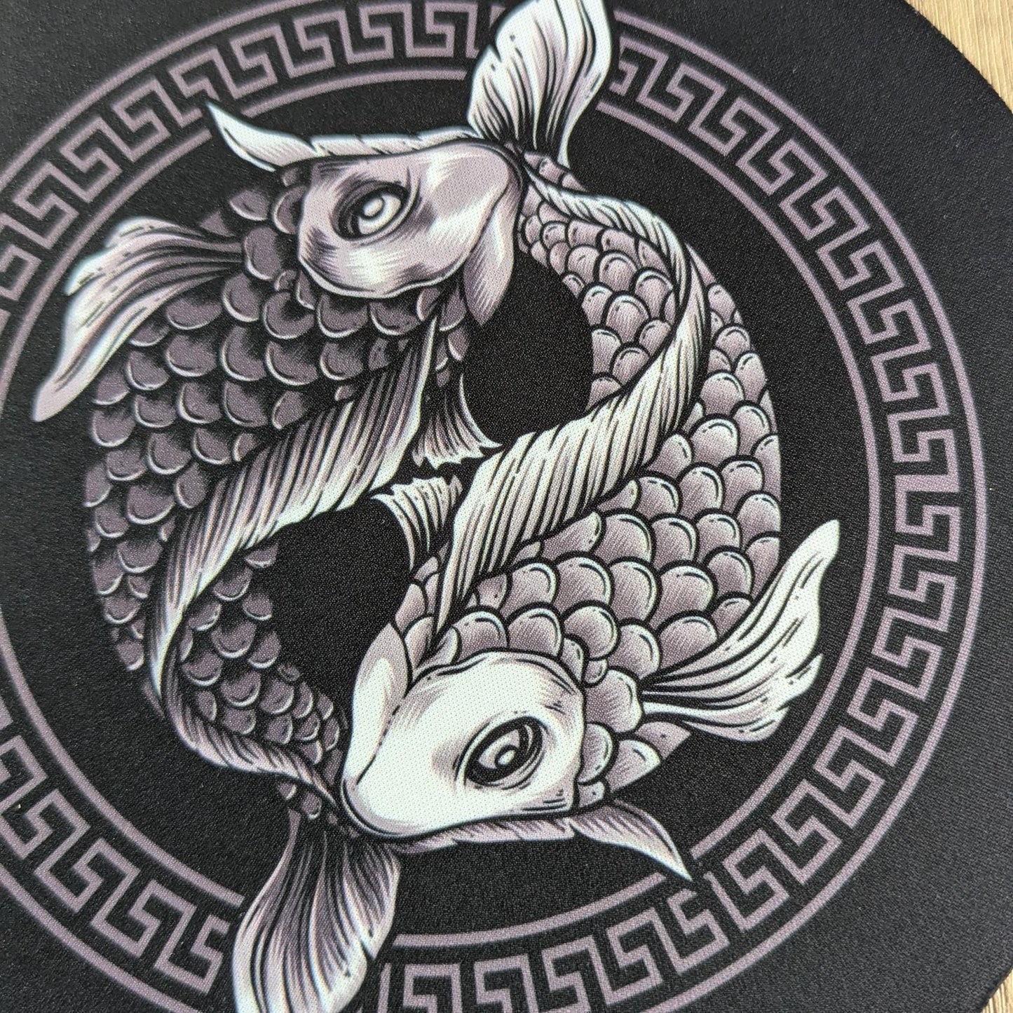 Yin Yang Koi Carp round or circular Computer Mat - Desktop mousepad - fish gift