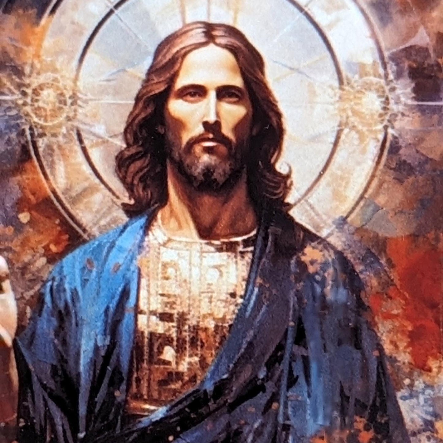 iconic jesus | Set of 4 oil painted modern interpretations of Jesus square coasters