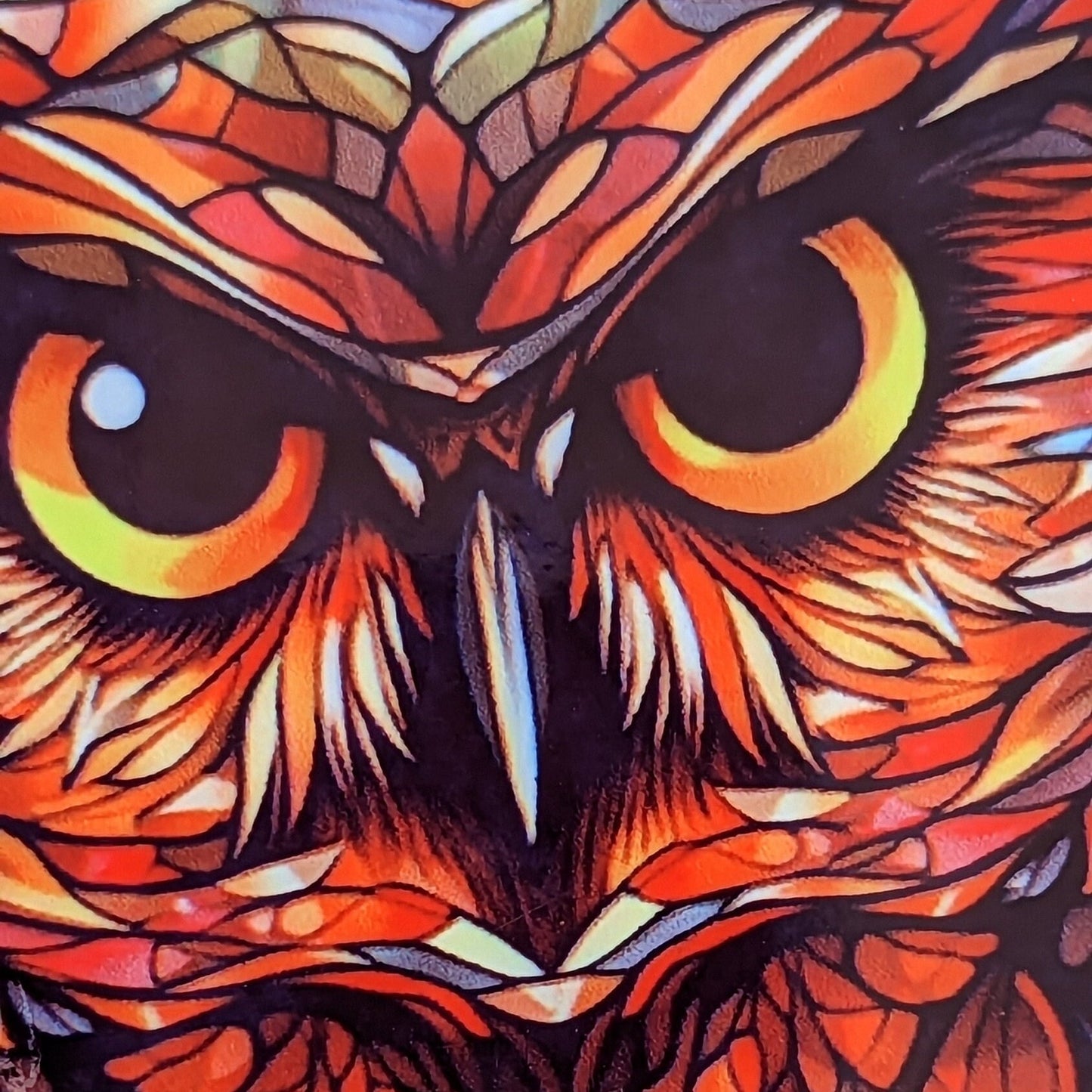 Wise Owl Coaster – Stained Glass Effect (Circular Design)