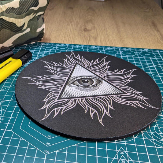 Illuminate Circular Mouse Pad - Round Computer Mat - Desktop mousepad - Desk Top Office Decor - Computer Gift - conspiracy theorist gift