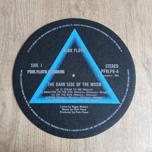 The Dark Side of the Moon Inner Label Slipmat – Blue Triangle Design SIDE 1