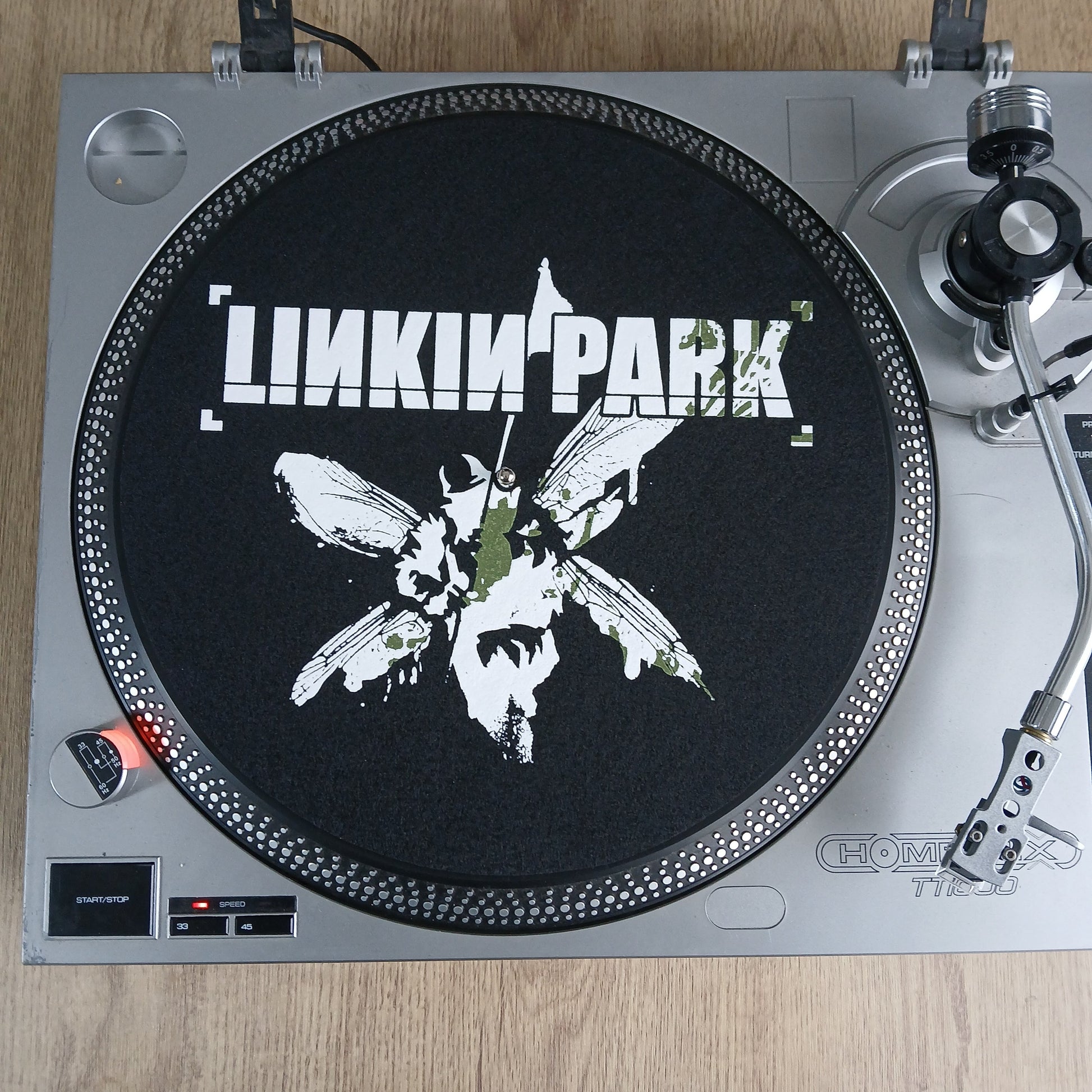 Turntable with Linkin Park logo on the platter