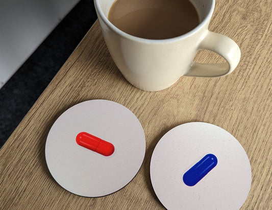 Red Pill  Blue Pill Coaster - Matrix inspired Coaster