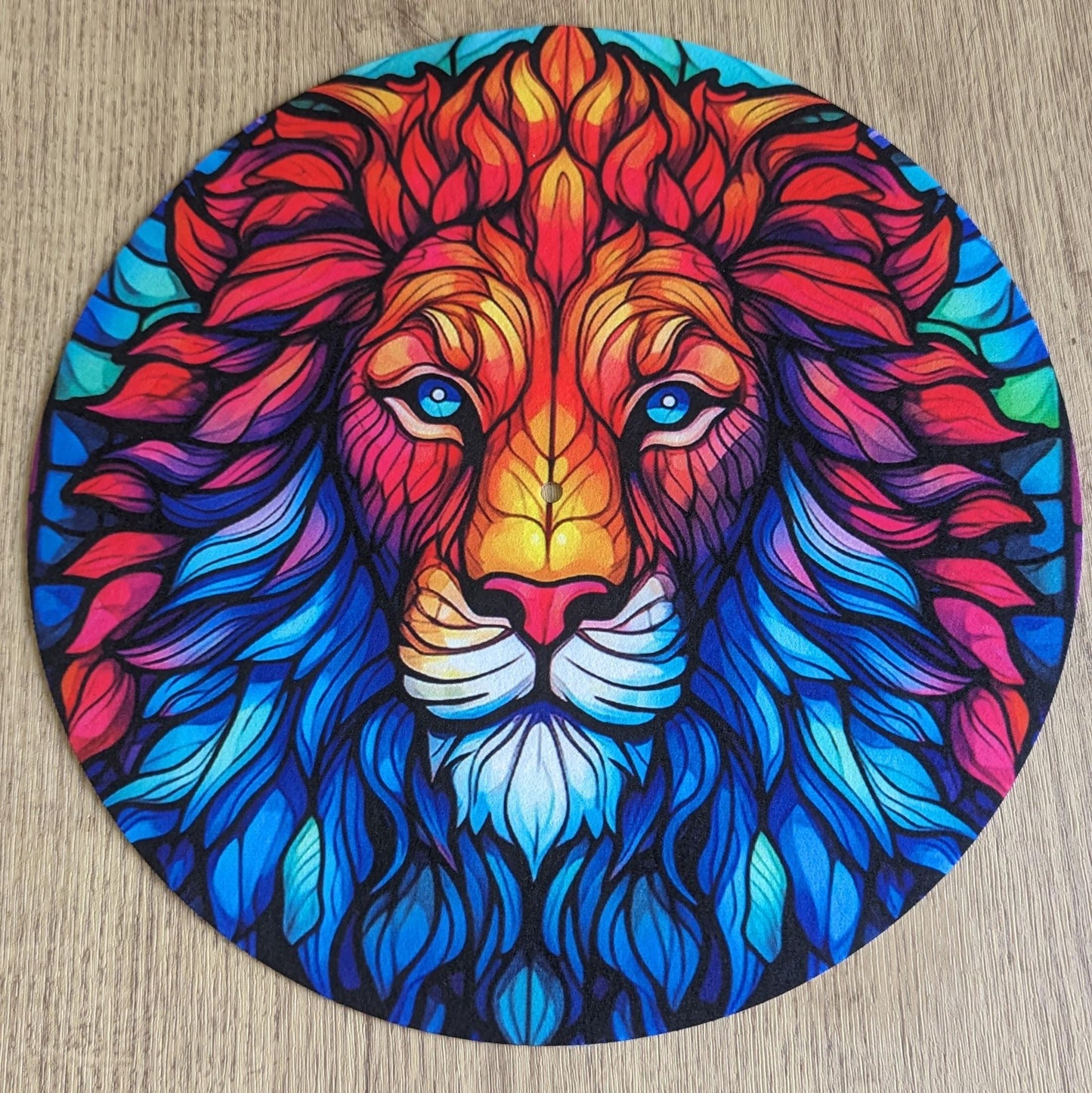 Stained Glass Lion Slipmat – 7"/12" Vinyl Turntable Mat