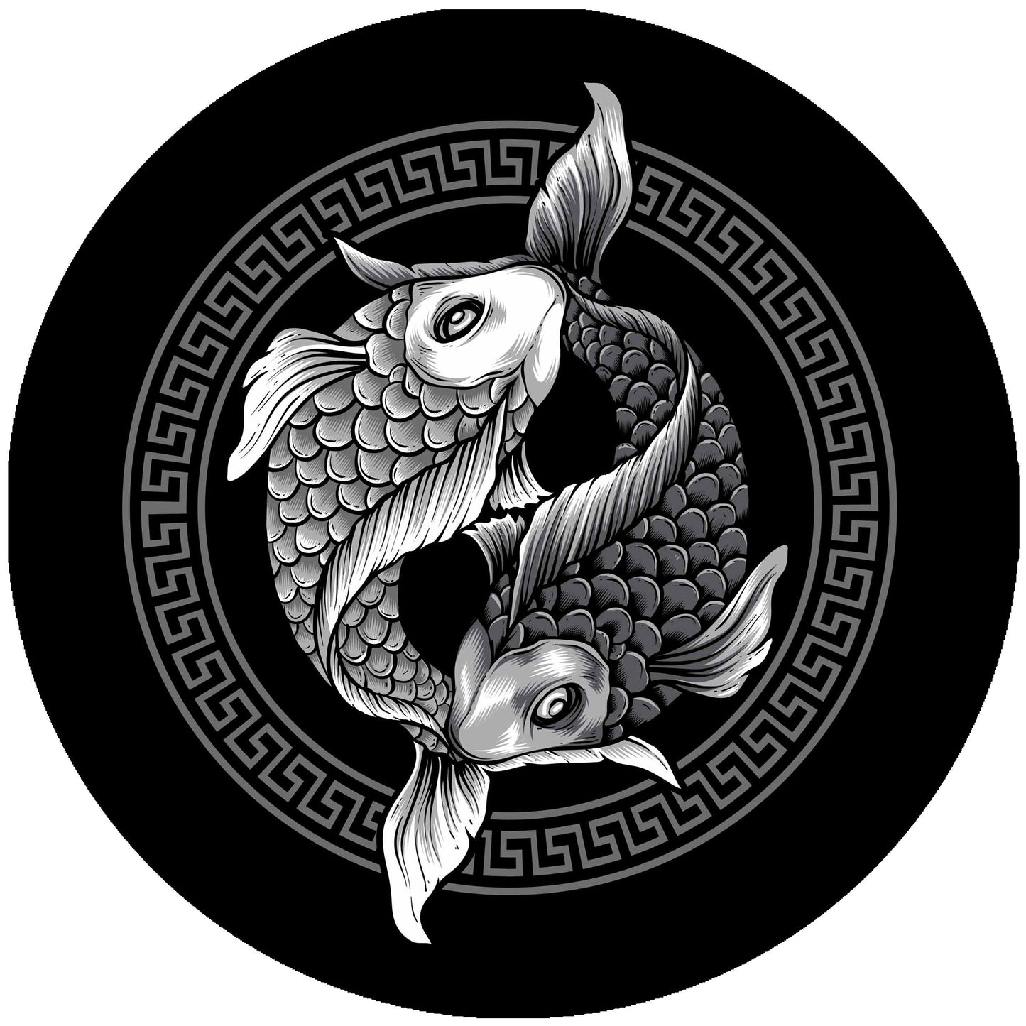Yin Yang Koi Carp Slip mat - 7 & 12 inch LP Vinyl DJ Pro Turntable Felt Record Player Technics 1210 DJ Turntablist