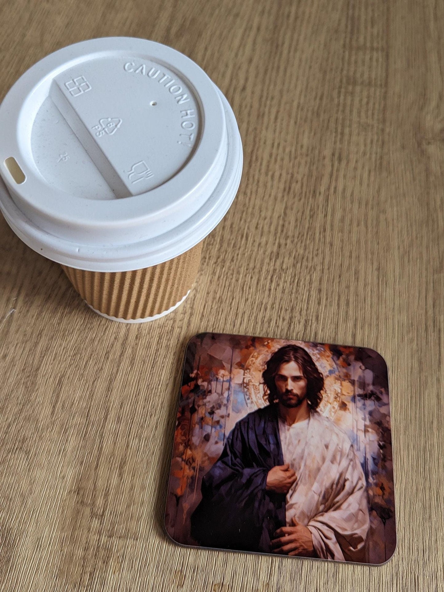 iconic jesus | Set of 4 oil painted modern interpretations of Jesus square coasters