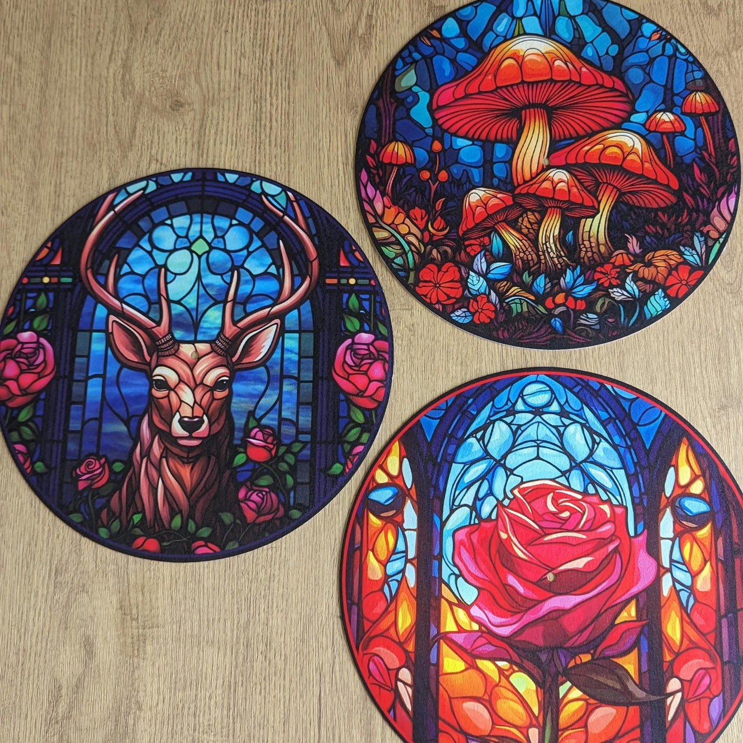 Stain Glass Worker Bee Slip mat - 7 & 12 inch LP Vinyl DJ Pro Turntable Slip Mat Record Player Technics 1210 DJ Turntablist