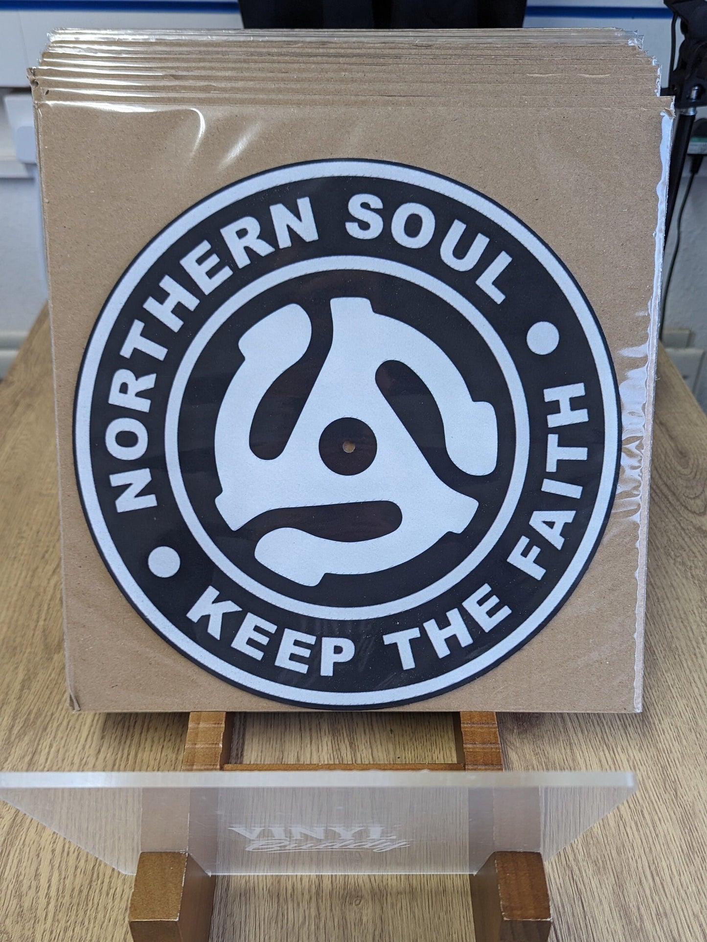 Northern Soul - Adapter - Keep the Faith Slipmat - 7 & 12 inch LP Vinyl DJ Pro Turntable Slip Mat Record Player