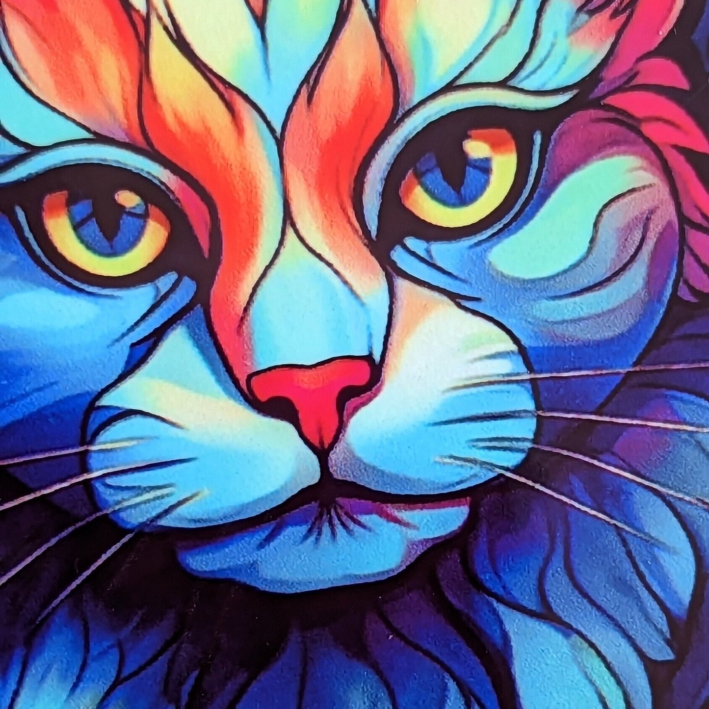 cat | feline stained glass effect circular drinks coaster