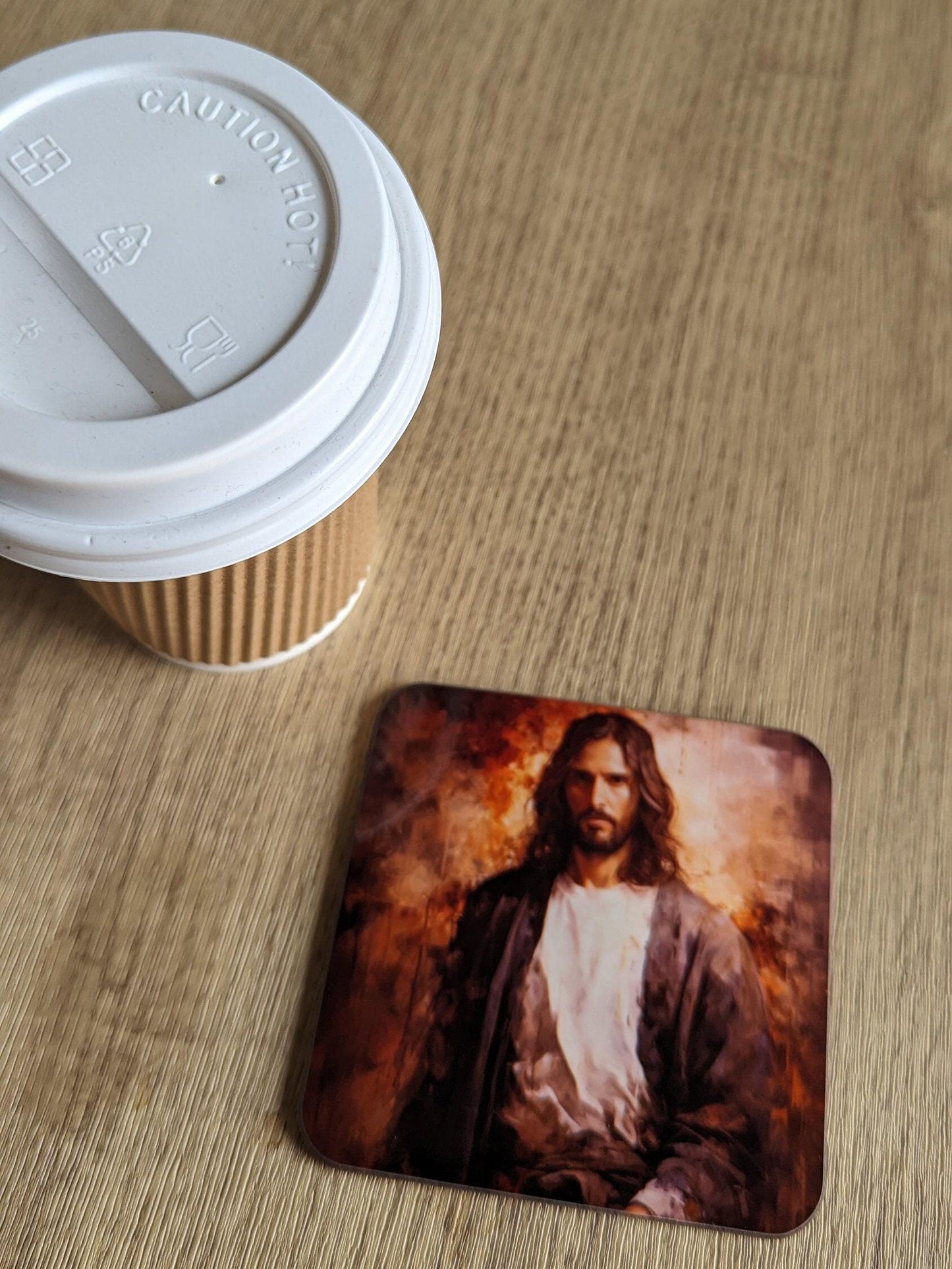 iconic jesus | Set of 4 oil painted modern interpretations of Jesus square coasters