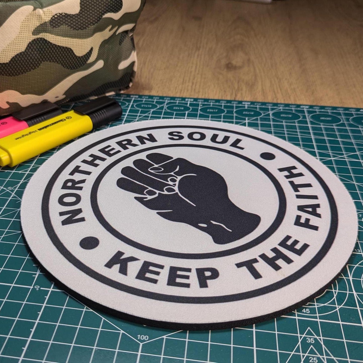 Northern Soul - Keep the Faith Circular Mouse Pad - Round Computer Mat - Desktop mousepad -  Computer Gift - Northern Soul Gift