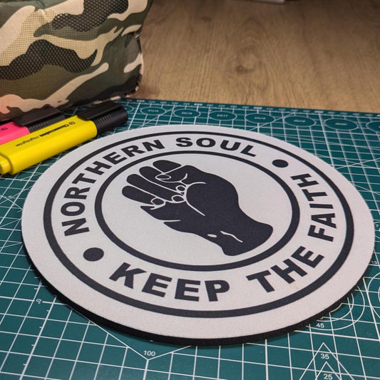 Northern Soul - Keep the Faith Circular Mouse Pad - Round Computer Mat - Desktop mousepad -  Computer Gift - Northern Soul Gift