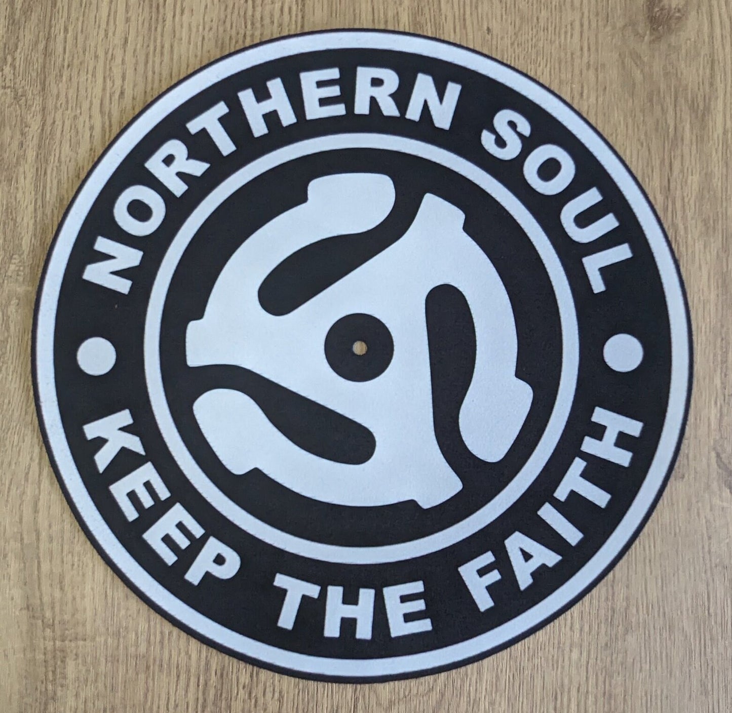 Northern Soul - Adapter - Keep the Faith Slipmat - 7 & 12 inch LP Vinyl DJ Pro Turntable Slip Mat Record Player