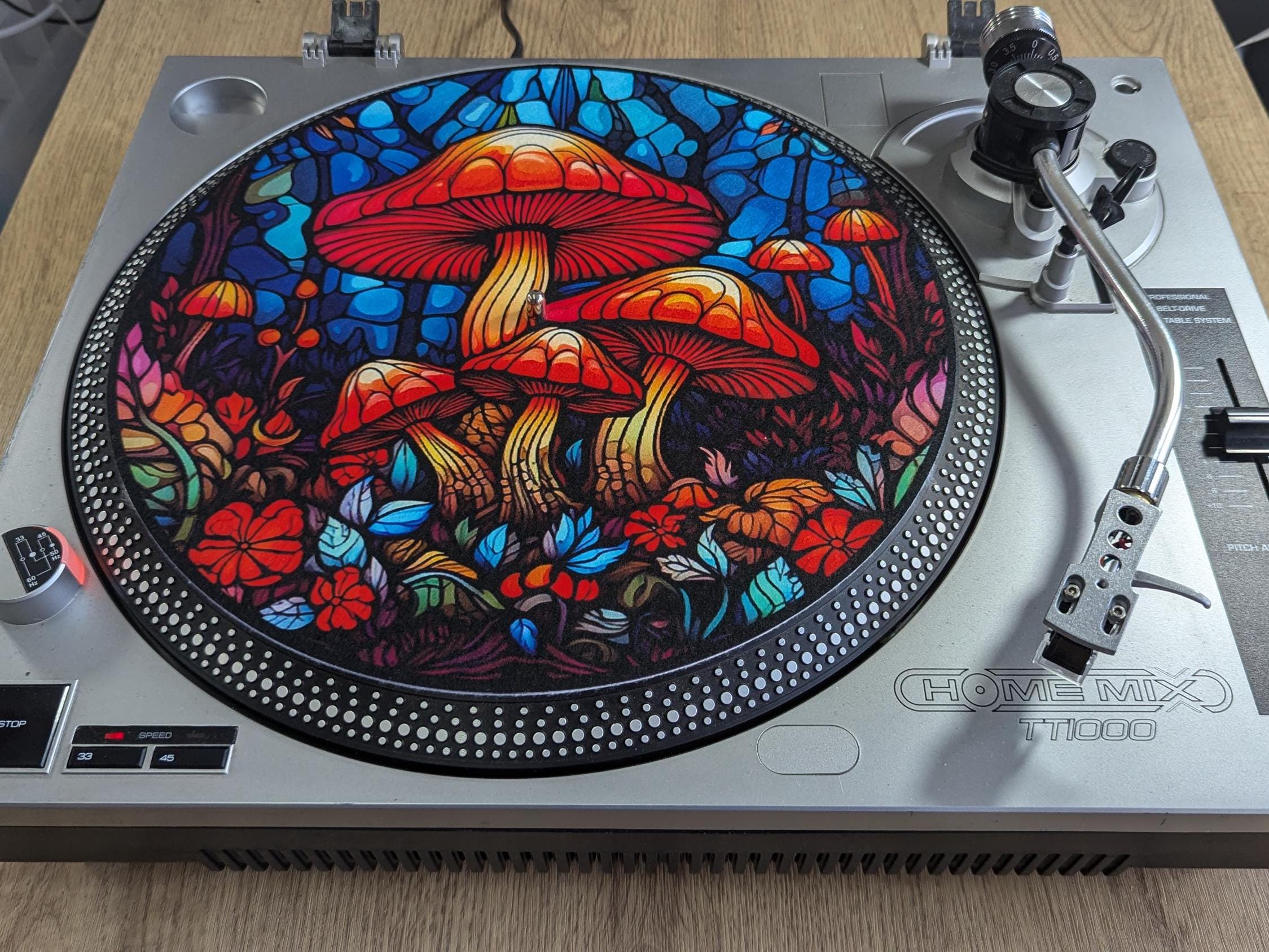 Stain Glass Effect Magic Mushrooms Slip Mat for turntable – ModMat