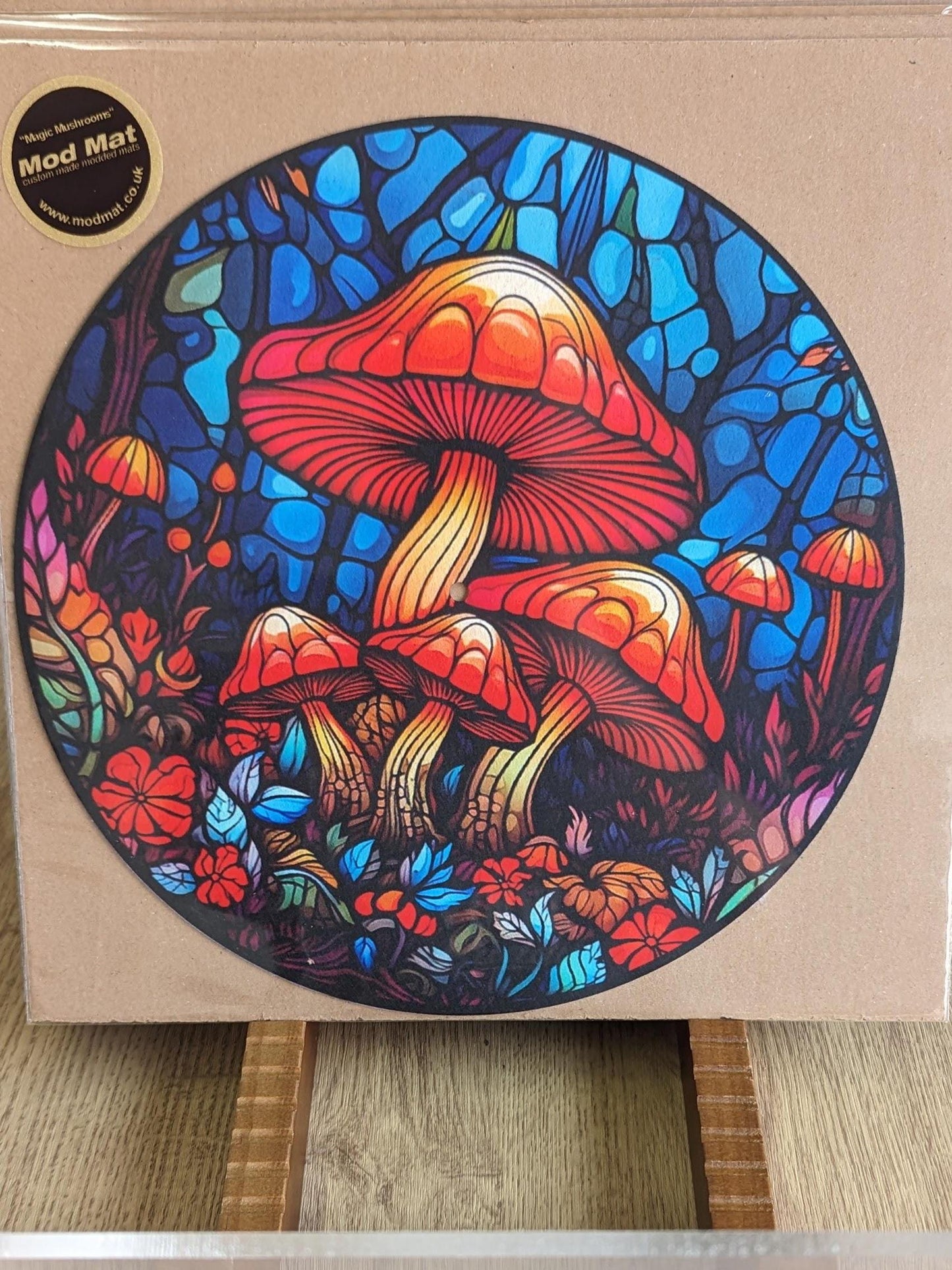 Stain Glass Magic Mushrooms Slip Mat - 7 & 12 inch LP Vinyl DJ Pro Turntable Slip Mat Record Player Technics 1210 DJ Turntablist