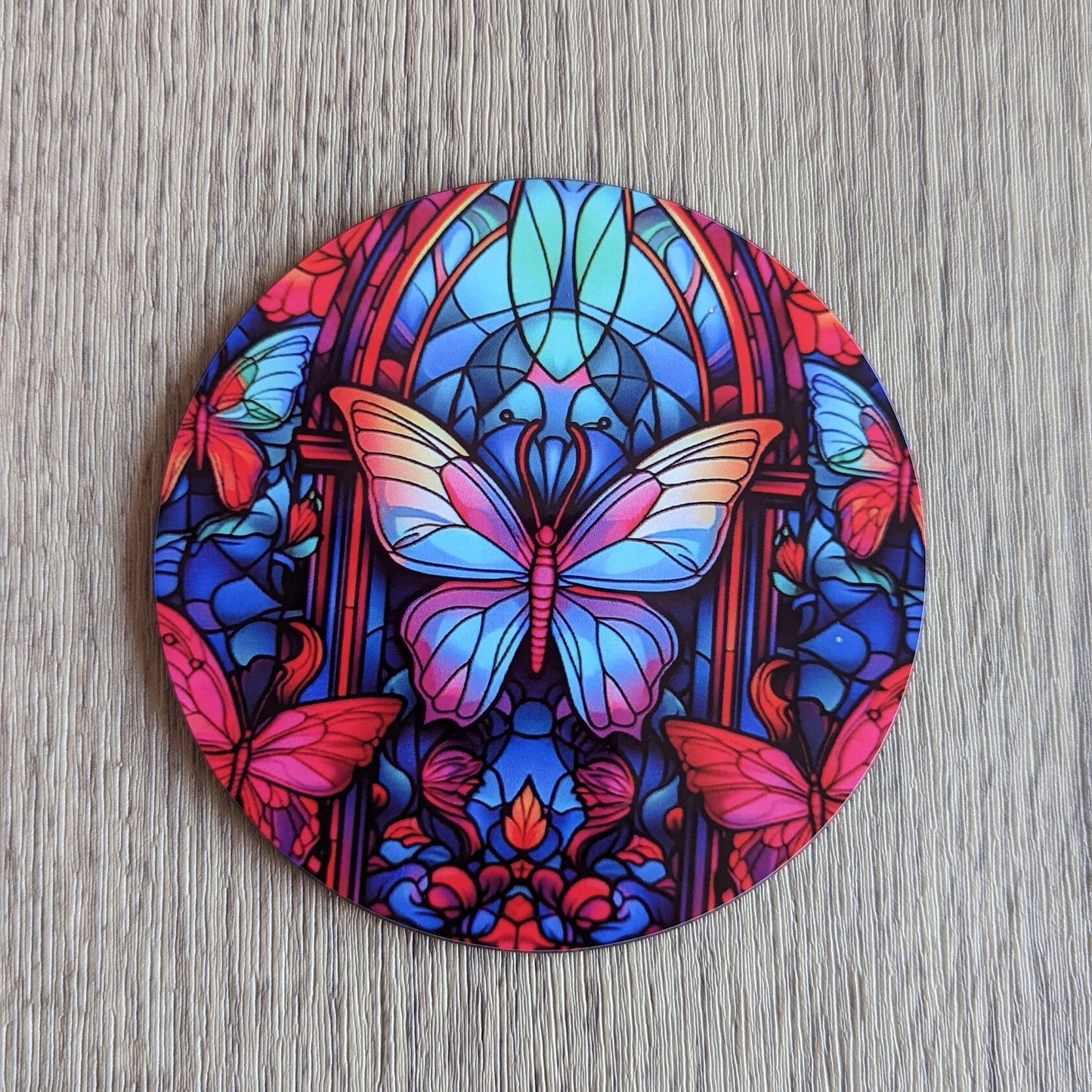 butterfly | stained glass effect circular drinks coaster