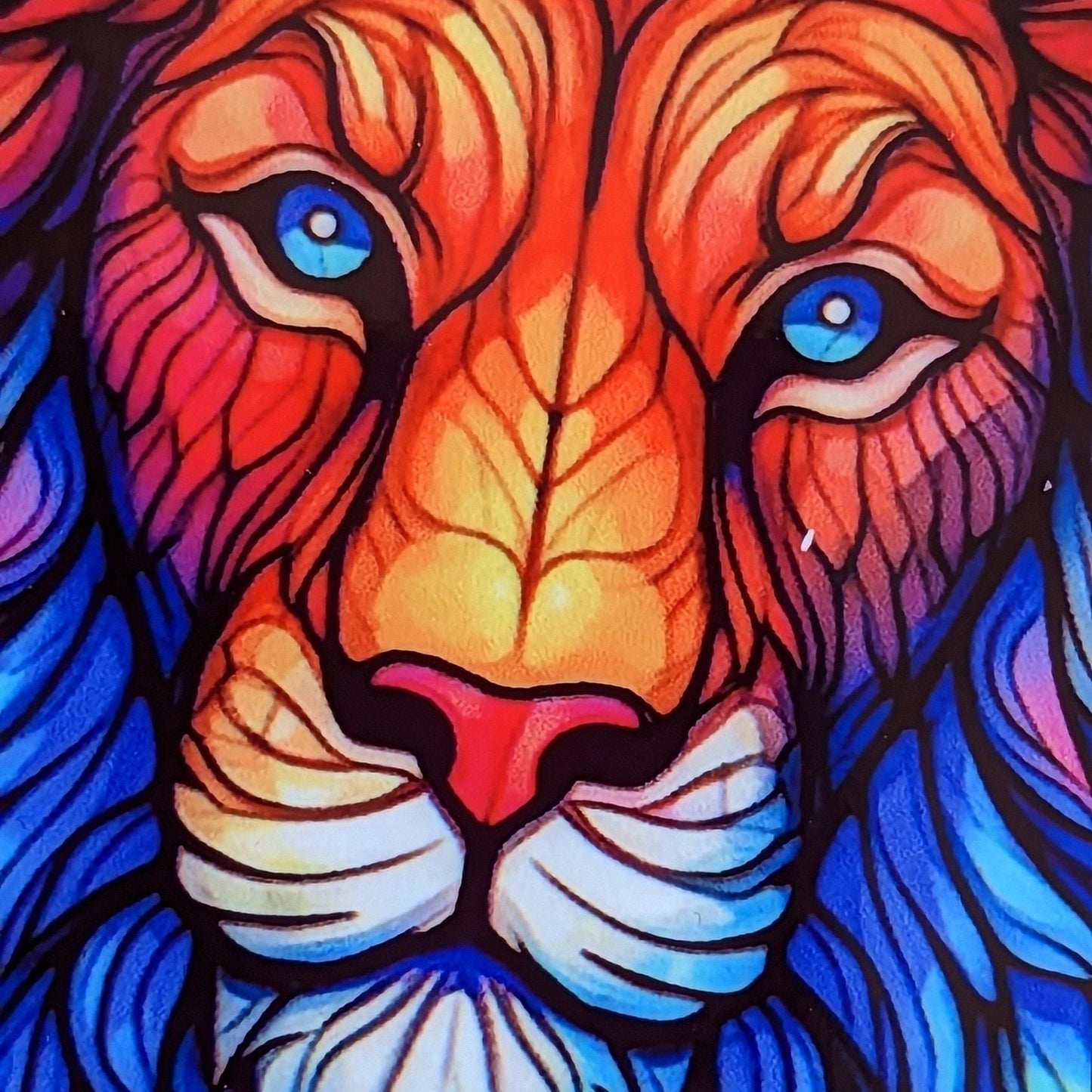 Lion | Leo stained glass effect circular drinks coaster