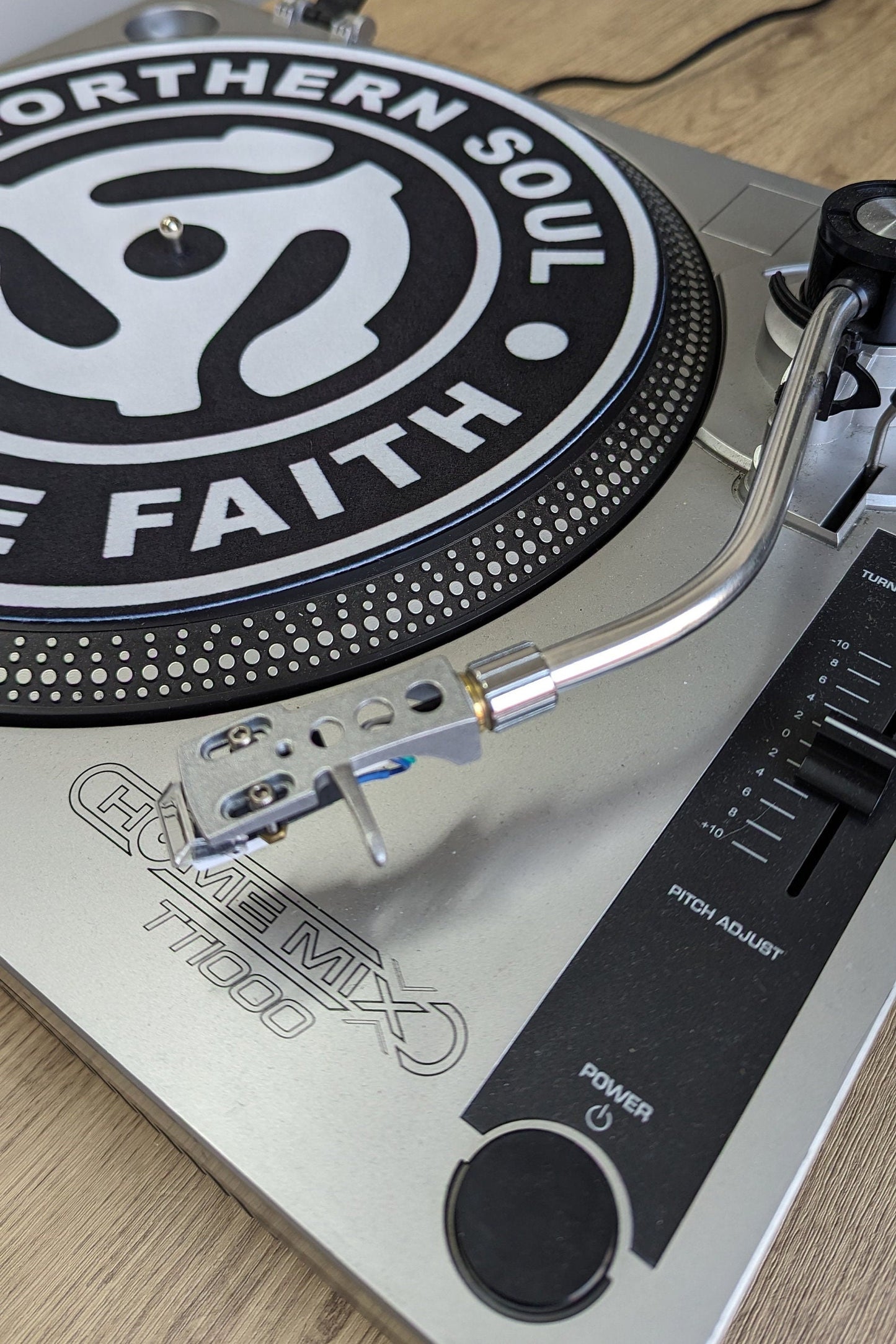 Northern Soul - Adapter - Keep the Faith Slipmat - 7 & 12 inch LP Vinyl DJ Pro Turntable Slip Mat Record Player