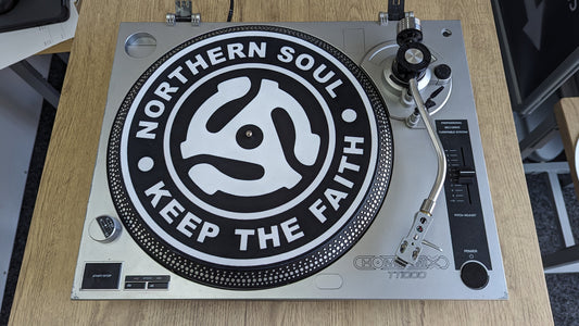 Northern Soul - Adapter - Keep the Faith Slipmat - 7 & 12 inch LP Vinyl DJ Pro Turntable Slip Mat Record Player