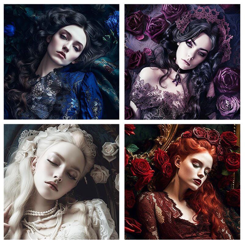 Victorian Gothic: Ladies at Rest – Set of 4 Coasters (Oil-Painted Effect)