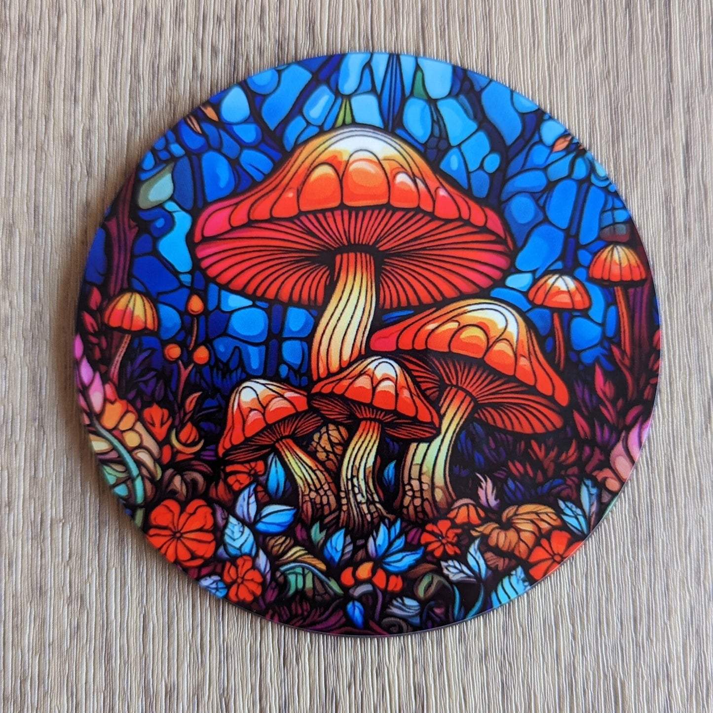 magic mushrooms | stained glass effect circular coaster