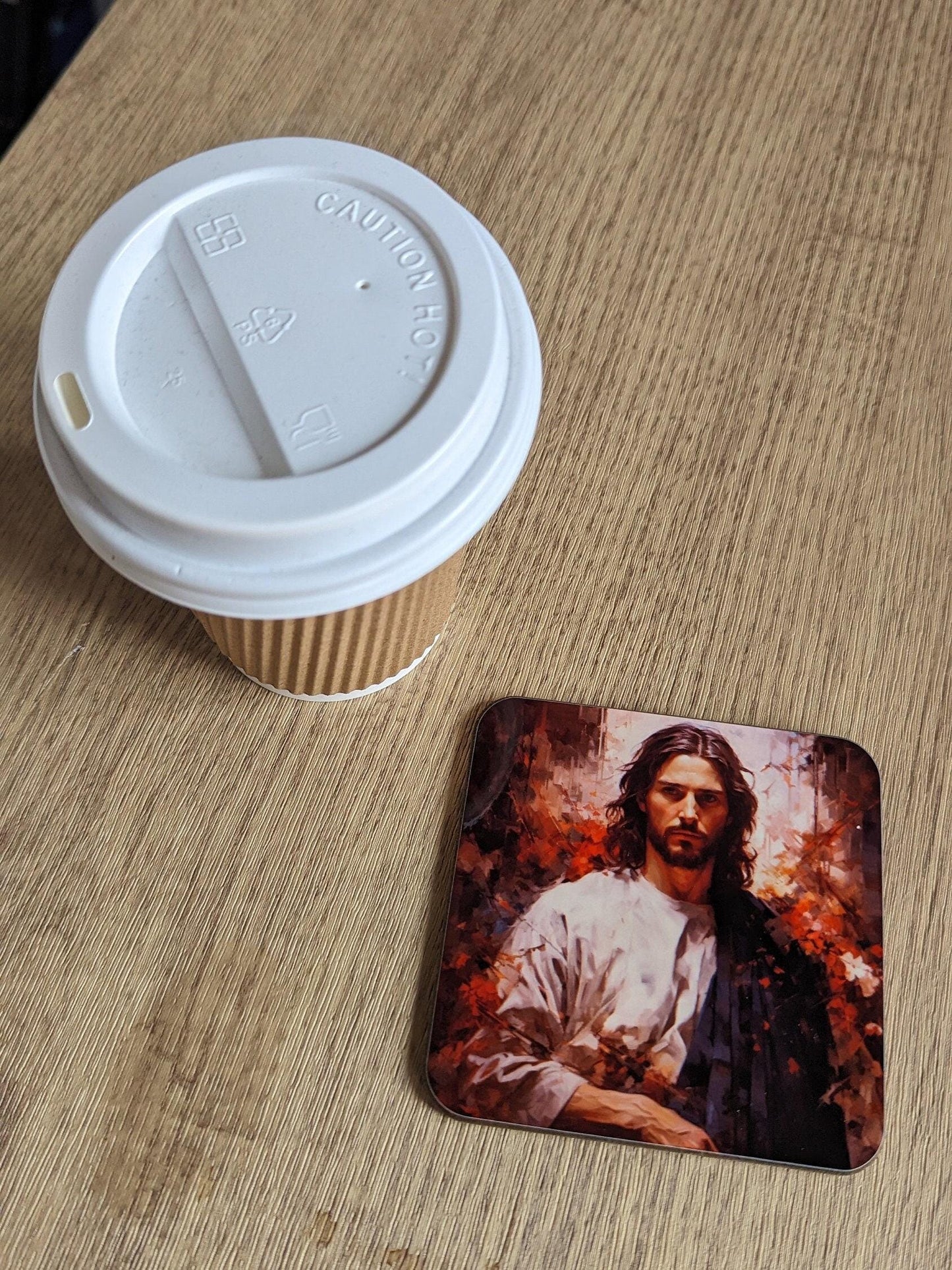 iconic jesus | Set of 4 oil painted modern interpretations of Jesus square coasters