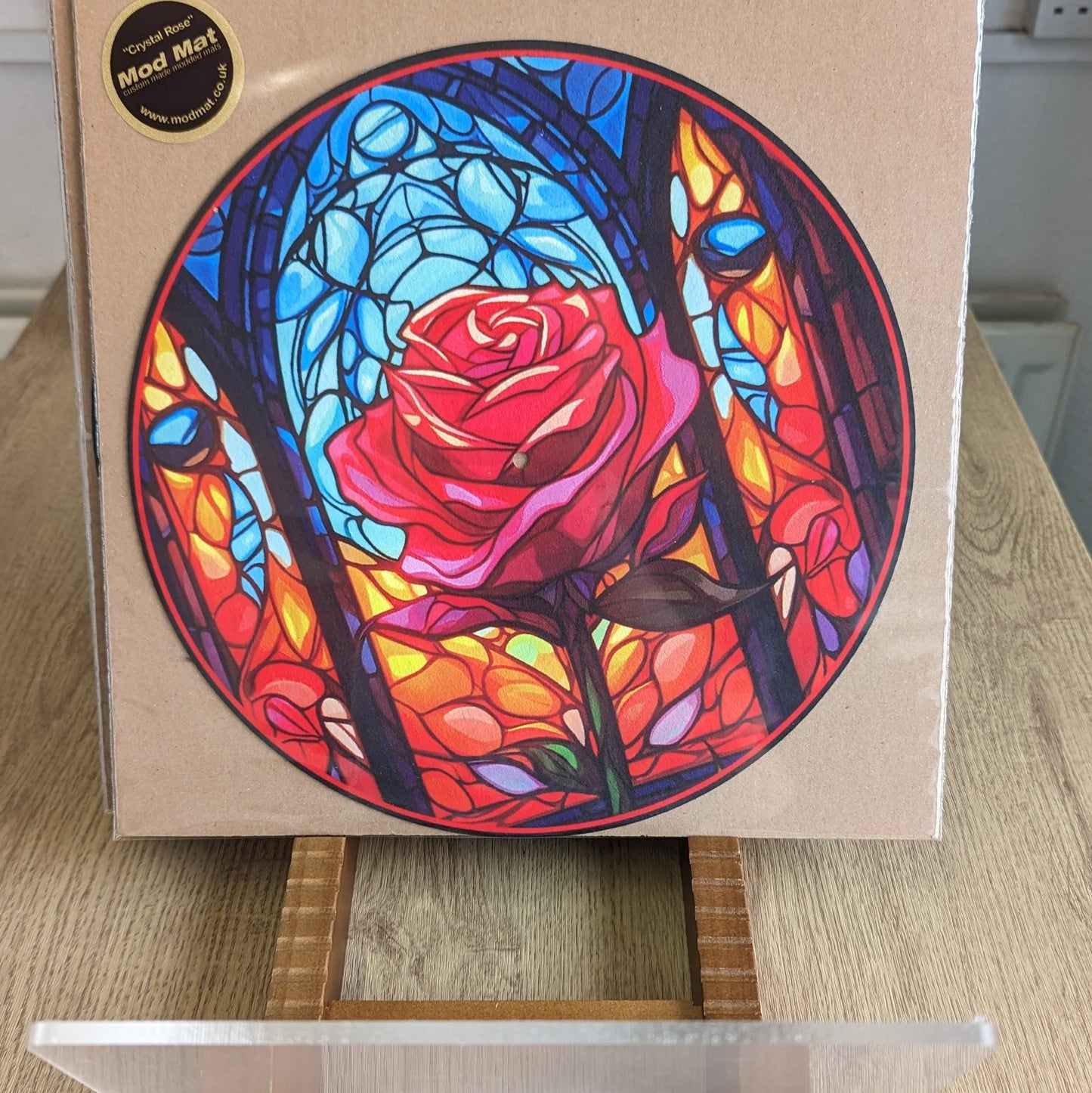 Stain Glass Crystal Rose Slip Mat - 7 & 12 inch LP Vinyl DJ Pro Turntable Slip Mat Record Player Technics 1210 DJ Turntablist