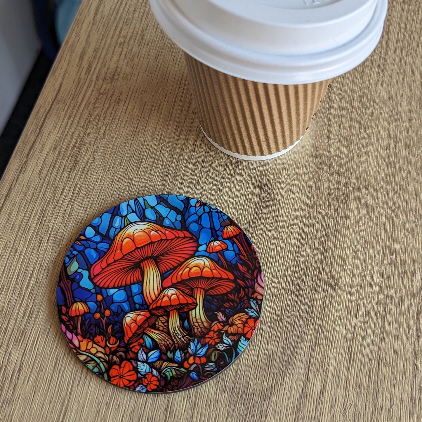 magic mushrooms | stained glass effect circular coaster