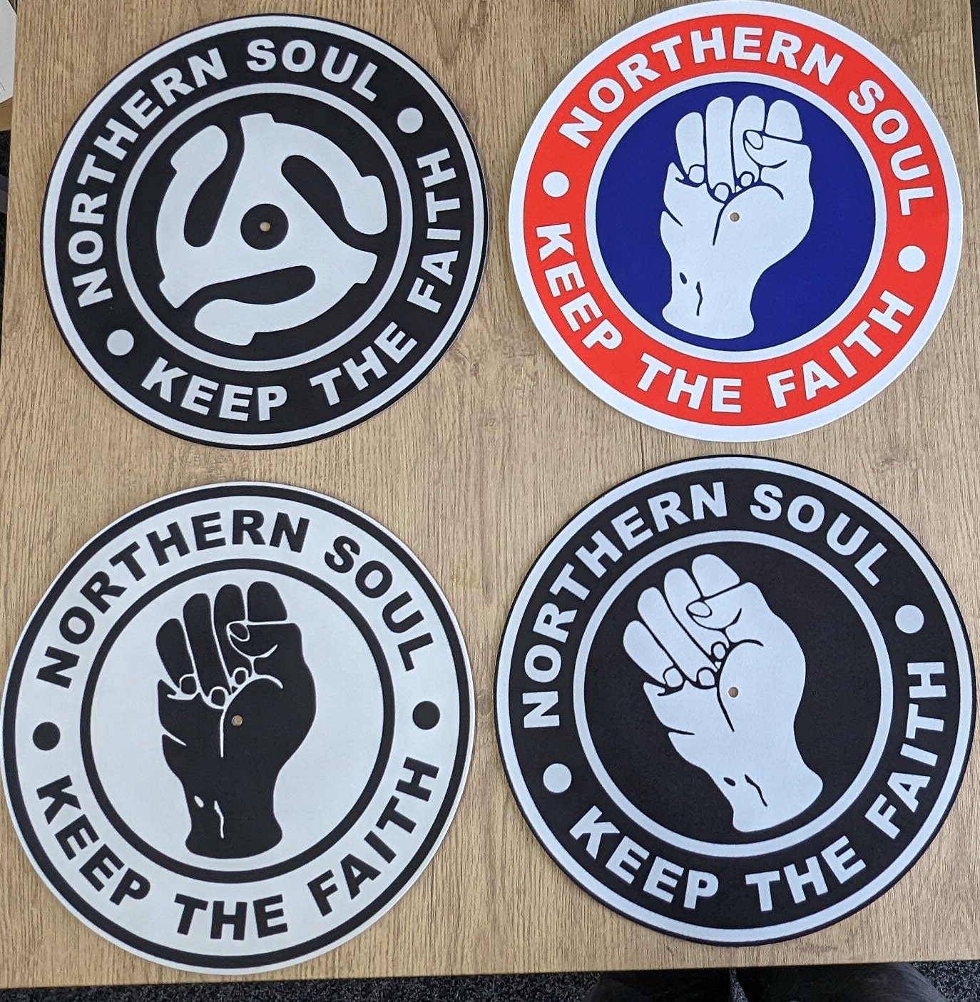Northern Soul - Adapter - Keep the Faith Slipmat - 7 & 12 inch LP Vinyl DJ Pro Turntable Slip Mat Record Player