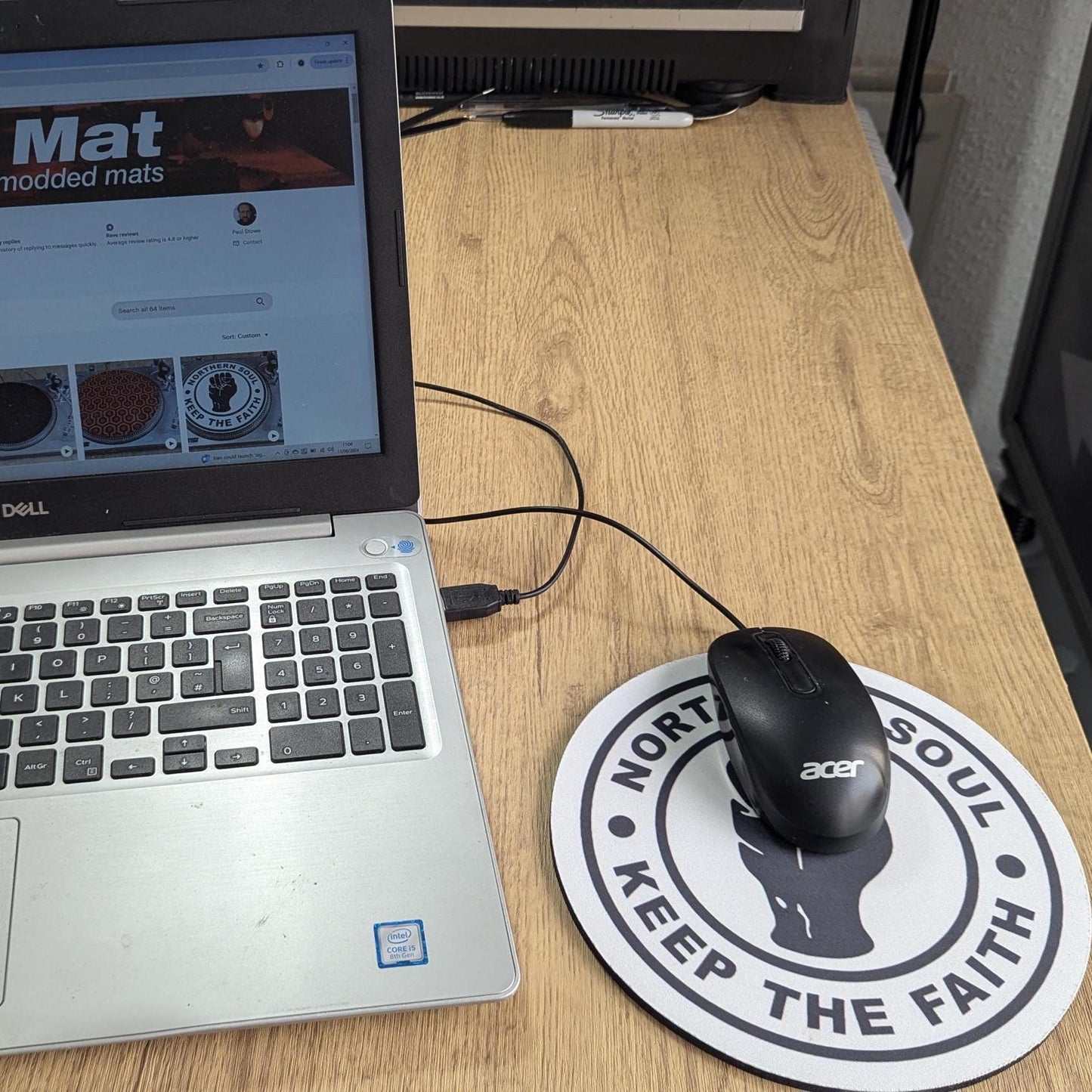 Northern Soul - Keep the Faith Circular Mouse Pad - Round Computer Mat - Desktop mousepad -  Computer Gift - Northern Soul Gift