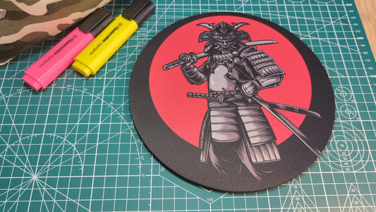 Samurai Circular Mouse Pad - Round Computer Mat - Desktop mousepad