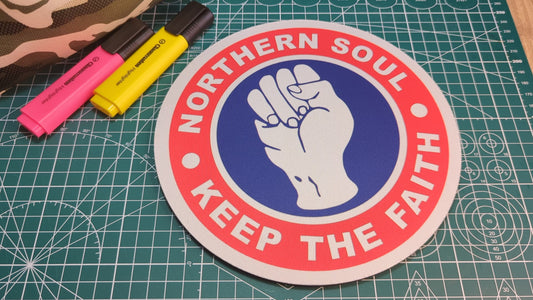 Northern Soul Red White & Blue - Keep the Faith Circular Mouse Pad - Round Computer Mat - Desktop mousepad -  Northern Soul Gift